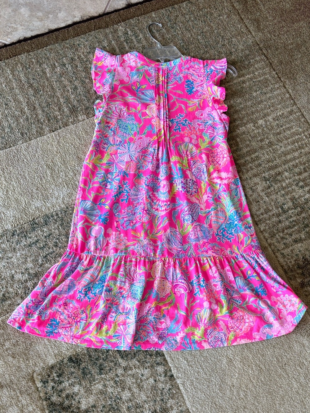Lilly Pulitzer Pink Floral Golda Flutter-Sleeve Shift Dress - Picture 13 of 15